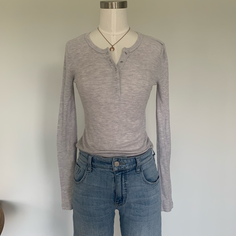 Waffle Knit Long Sleeve Henley